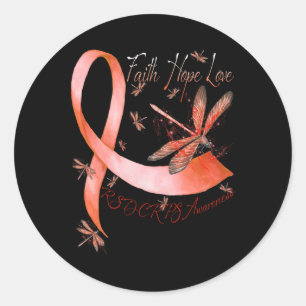 Sticker Rond Faith Hope Love Dragonfly Rsd Crps Sensibilisation