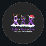 Sticker Rond Faith Hope Love Epilepsy Awareness Christmas Ribbo<br><div class="desc">Faith Hope Love Epilepsy Awareness Christmas Ribbon</div>