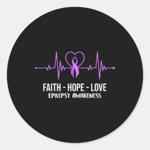 Sticker Rond Faith Hope Love Epilepsy Sensibilisation Costume g