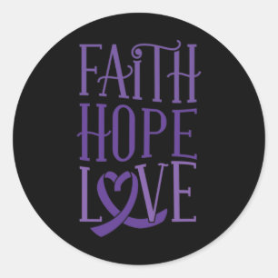 Sticker Rond Faith Hope Love - Fibromyalgie Sensibilisation P