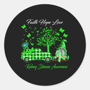 Sticker Rond Faith Hope Love Gnomes Sensibilisation aux maladie