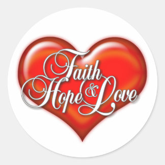 Sticker Rond Faith Hope Love Heart