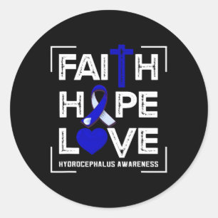 Sticker Rond Faith Hope Love Hydrocéphalie Awareness 1