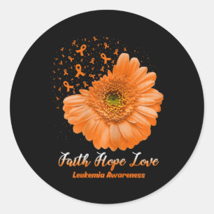 Sticker Rond Faith Hope Love Leukemia Sensibilisation Flower Be