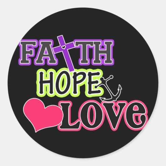 Sticker Rond Faith Hope Love (noir) (Devant)