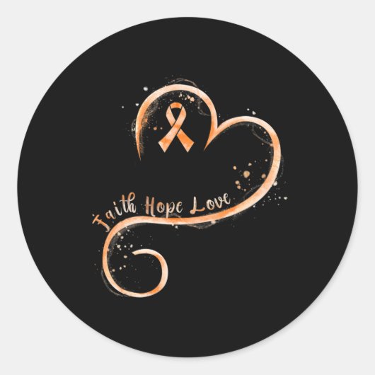 Sticker Rond Faith Hope Love Orange Ruban Leukemia Sensibilisat (Devant)