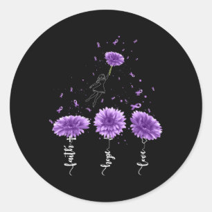 Sticker Rond Faith Hope Love Purple Sunflower Overdose Awards
