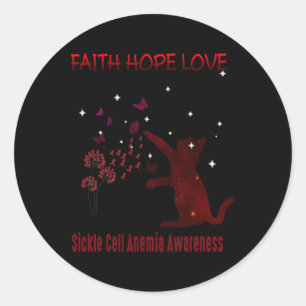 Sticker Rond Faith Hope Love Sickle Cell Anemia Sensibilisation