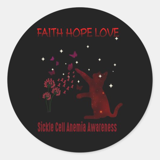 Sticker Rond Faith Hope Love Sickle Cell Anemia Sensibilisation (Devant)