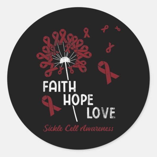 Sticker Rond Faith Hope Love Sickle Cell Awareness 1 (Devant)