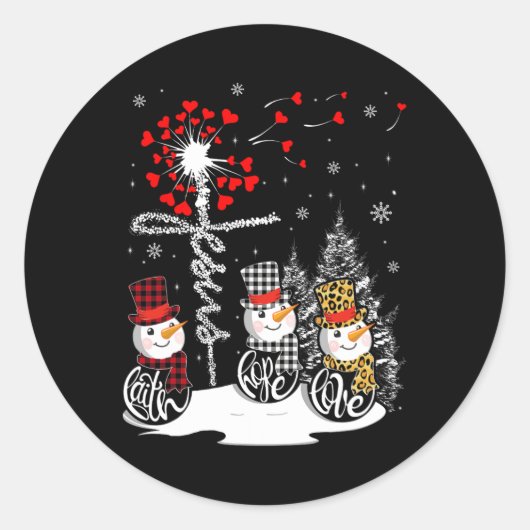 Sticker Rond Faith Hope Love Snowman Jesus Dandelion Christian (Devant)