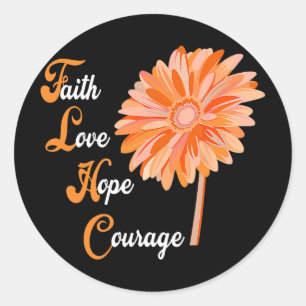 Sticker Rond Faith Love Hope Courage Aml Leucémie Sensibilisati