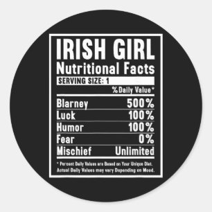 Sticker Rond Faits nutritionnels de la fille irlandaise