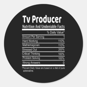 Sticker Rond Faits nutritionnels de producteur de télévision dr