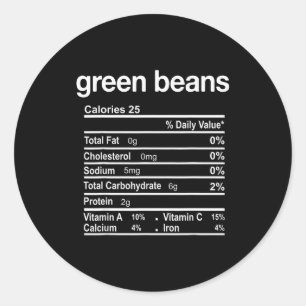 Sticker Rond Faits nutritionnels des haricots verts drôle de Th
