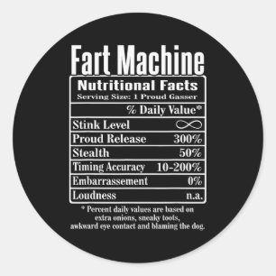 Sticker Rond Faits Nutritionnels Machine à Pets Blagues de Papa
