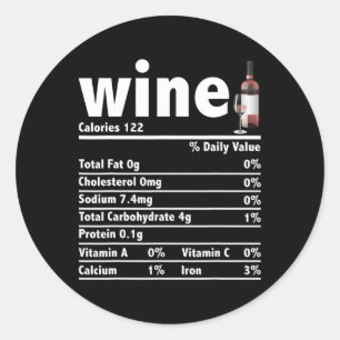 Sticker Rond Faits nutritionnels sur le vin de Thanksgiving Noë