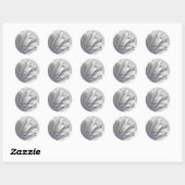 Sticker Rond Faits saillants floraux violet et gris Mariage (Feuille)