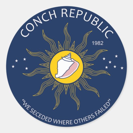 Sticker Rond FAKES Authentic Conch Republic (Devant)
