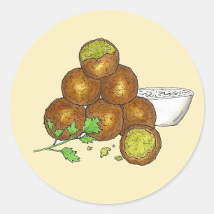 Sticker Rond Falafel Balls Moyen-Orient pois chiches égyptien