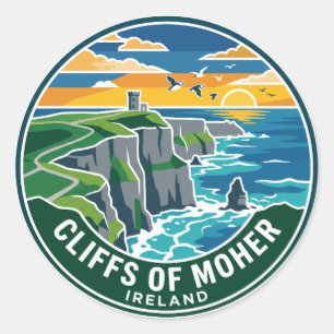 Sticker Rond Falaises de Moher Irlande