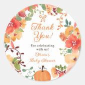 Sticker Rond Fall Bow Boho citrouille floral merci baby shower (Devant)
