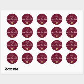 Sticker Rond Fall Burgundy Marsala Gold SAVE THE DATE Mariage (Feuille)
