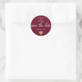 Sticker Rond Fall Burgundy Marsala Gold SAVE THE DATE Mariage (Sac)