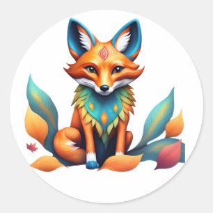Sticker Rond Fall Homme Fox Alebrije