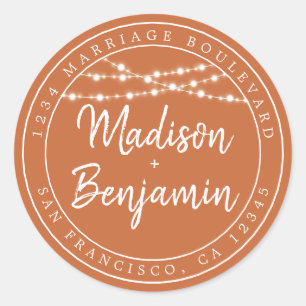Sticker Rond Fall Love Fairy Lights Burning Orange Adresse de r