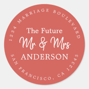 Sticker Rond Fall Love Future M. Mme Red Retour Adresse