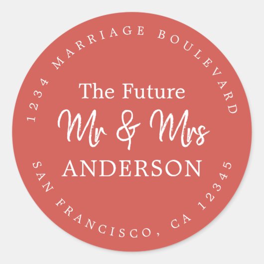 Sticker Rond Fall Love Future M. Mme Red Retour Adresse (Devant)
