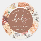 Sticker Rond Fall Pumpkin "Spice Spice Baby" Baby Shower (Devant)