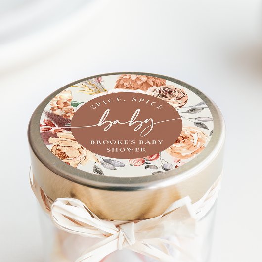 Sticker Rond Fall Pumpkin "Spice Spice Baby" Baby Shower