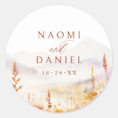 Sticker Rond Fall Wildflower Mountain Rustic Wedding Favors (Devant)
