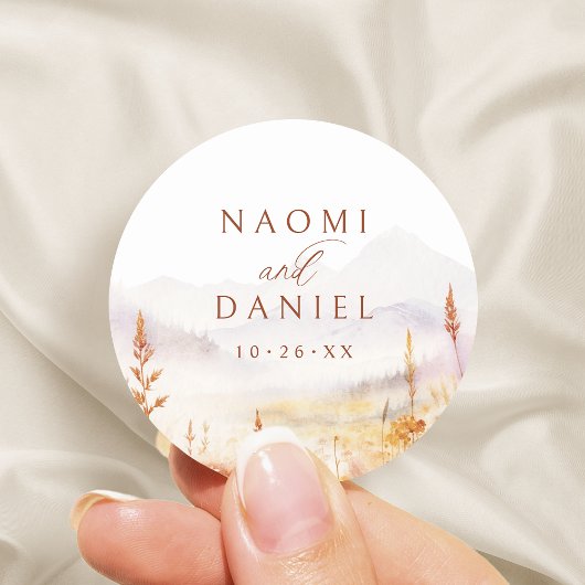 Sticker Rond Fall Wildflower Mountain Rustic Wedding Favors