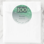 Sticker Rond Falling Green Parties scintillant, 100th Birthday  (Sac)