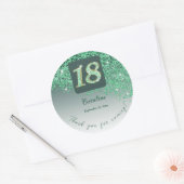 Sticker Rond Falling Green Parties scintillant, 18e anniversair (Enveloppe)
