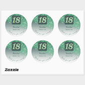 Sticker Rond Falling Green Parties scintillant, 18e anniversair (Feuille)