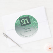 Sticker Rond Falling Green Parties scintillant, 21e anniversair (Enveloppe)