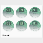 Sticker Rond Falling Green Parties scintillant, 21e anniversair (Feuille)
