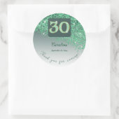Sticker Rond Falling Green Parties scintillant, 30th Birthday M (Sac)