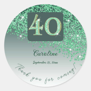 Sticker Rond Falling Green Parties scintillant, 40e anniversair