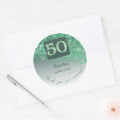 Sticker Rond Falling Green Parties scintillant, 50th Birthday M (Enveloppe)