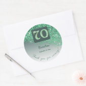 Sticker Rond Falling Green Parties scintillant, 70e anniversair (Enveloppe)