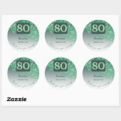 Sticker Rond Falling Green Parties scintillant, 80e anniversair (Feuille)