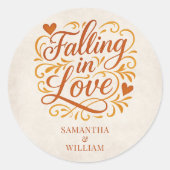 Sticker Rond Falling in Love Modern Autumn Wedding (Devant)