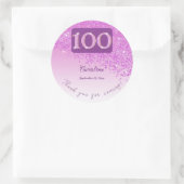 Sticker Rond Falling Pink Parties scintillant, 100e anniversair (Sac)