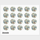 Sticker Rond Falln Dove avec Roses (Feuille)