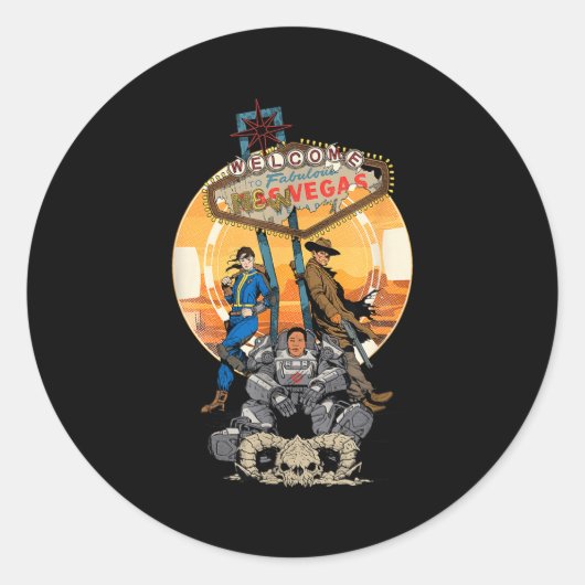 Sticker Rond Fallout - Welcome To Fabulous New Vegas  (Devant)